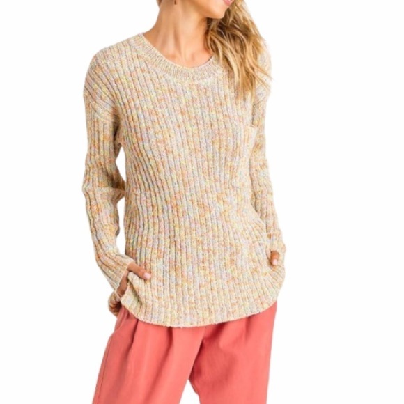 NWT Lush Gianna Knit Ribbed Long Sleeve Sweater L - Picture 2 of 7